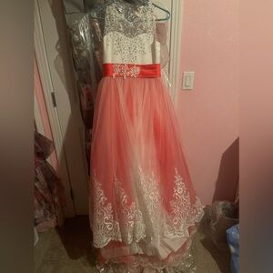 NWT Girls formal pink puffy train dress